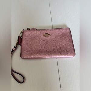 Pink Metallic Coach Wristlet